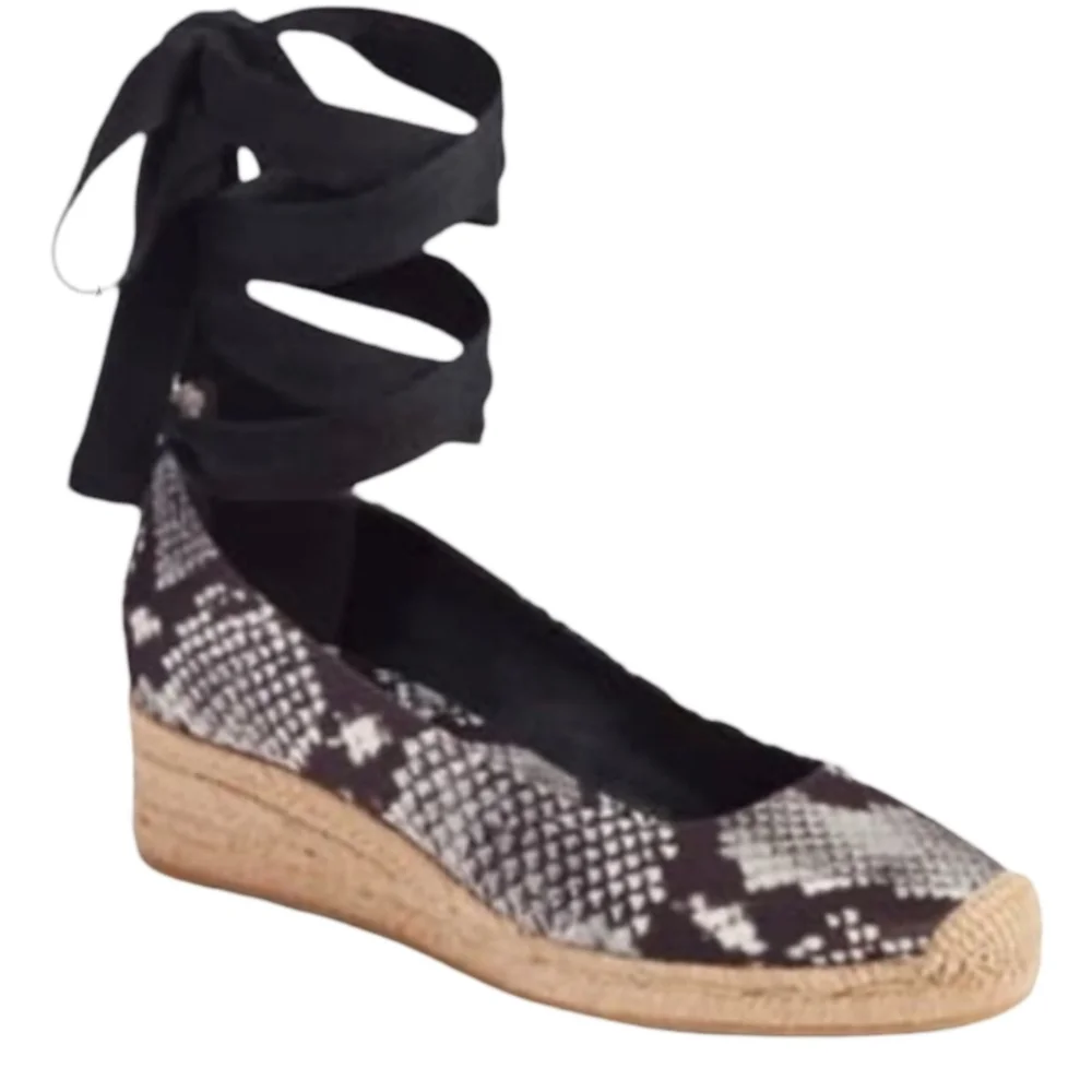 Tory Burch Heather Ankle Wrap Satin Espadrille Wedge sandals Size 8 NEW